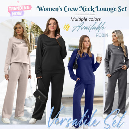 🔥LETZTER TAG 50 % RABATT👍✨Damen Komfort-Set mit Rundhals-Shirt & verstellbarer Kordelzughose