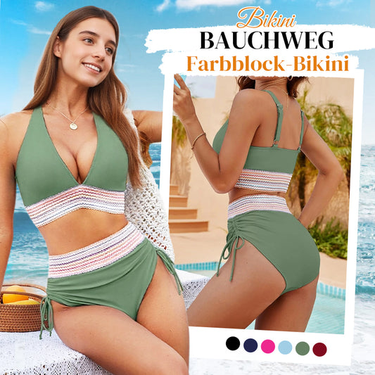 🔥Letzter Tag Spezial Preis €16.99!👙Hoch taillierte Bikini-Sets mit Bauchkontrolle und Farbblockdesign