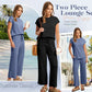 💕50% OFF🌺2025 Neue Frauen Casual Cap Sleeve Top Wide Leg Crop Pants Zweiteilige Set