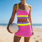 👙60 % Rabatt!🏖️Sportliches 3-teiliges Colorblock Bikini-Set 🌈 – High Waist & figurformend