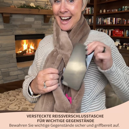 🏆LETZTER TAG SALE 50% RABATT🔥⚡50K+ verkauft!🧣Ultraweicher Kunstfell-Durchziehschal mit geheimer Reißverschlusstasche
