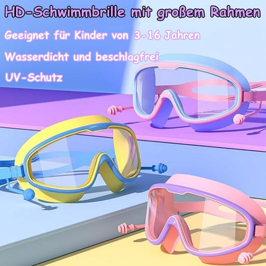 👧🏊‍♂️Letzter Tag der Aktion 50% Rabatt 🔥HD-Schwimmbrille für Kinder mit großem Rahmen, wasserdicht und anti-beschlagend.
