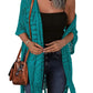 🔥 NUR FÜR KURZE ZEIT – NUR £19,99! 😍  Damen Oversize-Häkelcardigan mit Fransen – Leichter Boho-Kimono für Frühling & Sommer 🌸