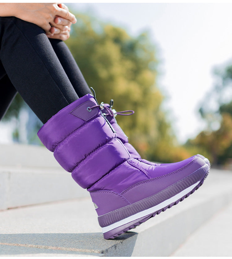 Ideales Geschenk: Hochwertiger, rutschfester und wasserdichter Schneestiefel aus Kunstfell für Damen-9