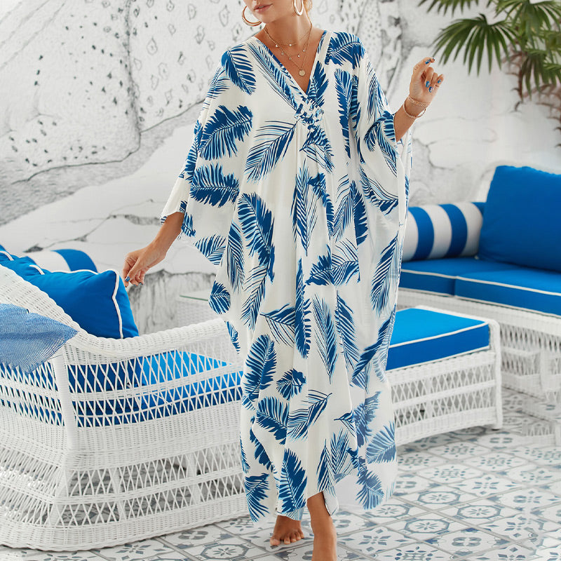 Casual vloeiende V-Hals lange badpak cover-ups-4