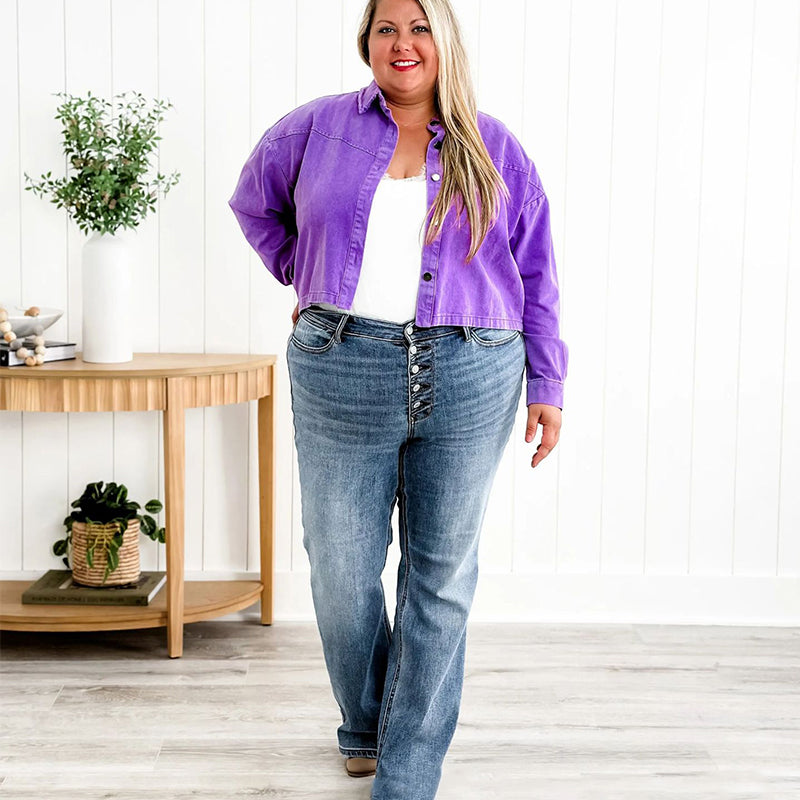 ✨Black Friday Verkauf 49% OFF✨Bootcut-Jeans mit Knopffalte für Frauen-3