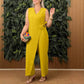 Bis zu 50 % Rabatt!🌟Einfarbiger, lässiger Jumpsuit mit V-Ausschnitt und Bindeband für Damen