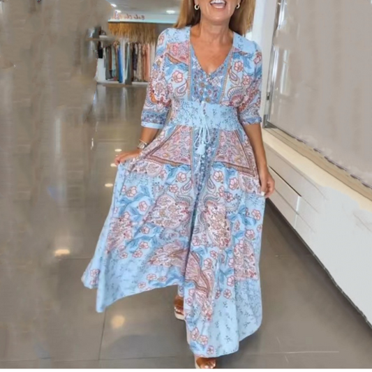 🌸Saisonaler Bestseller mit 60 % Rabatt 🔥 Elegantes langes Blumenkleid für Damen