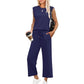 💕50% OFF🌺2025 Neue Frauen Casual Cap Sleeve Top Wide Leg Crop Pants Zweiteilige Set