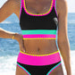 👙60 % Rabatt!🏖️Sportliches 3-teiliges Colorblock Bikini-Set 🌈 – High Waist & figurformend