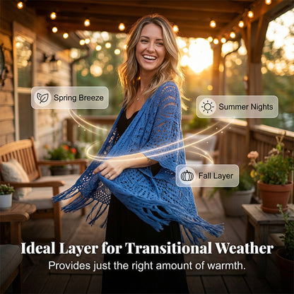 🔥 NUR FÜR KURZE ZEIT – NUR €21,99! 😍  Damen Oversize-Häkelcardigan mit Fransen – Leichter Boho-Kimono für Frühling & Sommer 🌸