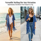 🔥 NUR FÜR KURZE ZEIT – NUR £19,99! 😍  Damen Oversize-Häkelcardigan mit Fransen – Leichter Boho-Kimono für Frühling & Sommer 🌸