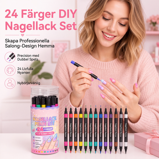 🔥⏰Heute 50 % Rabatt!💥🎉24-Farben-Nagelkunststifte, 12 doppelseitige Stifte mit zwei Spitzen – für kreative Nageldesigns